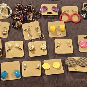 Colorful Clip On Earring Lot. 20 Pairs.
